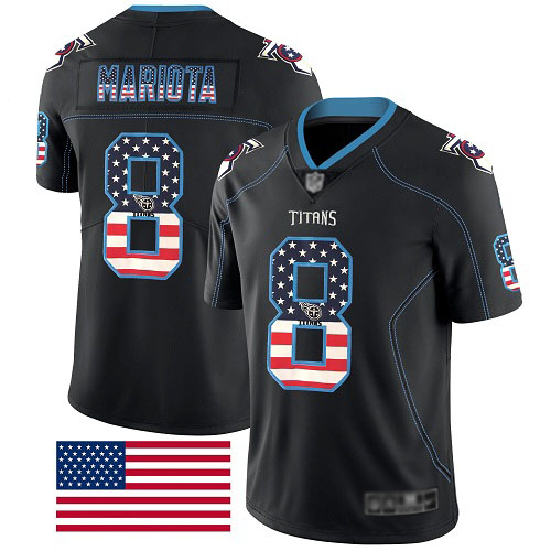 Tennessee Titans Limited Black Men Marcus Mariota Jersey NFL Football #8 Rush USA Flag